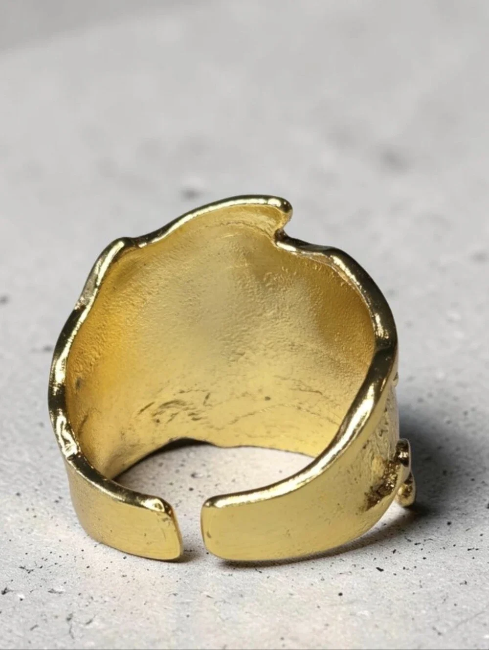 24k Gold Plated Artisan Aquamarine Crystal Byzantine Wide Band Ring